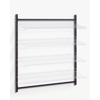 Prospektständer wandmontiert, 151 cm hoch, 130x50 cm (B/T), 4 Ablagen, 